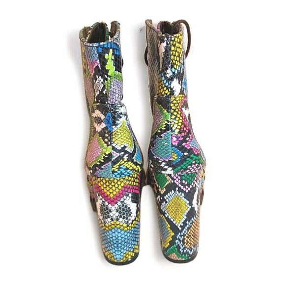 Liliana Women’s 8 Multi Colored Snakeskin Design Ankle Block Heel Boots - Picture 7 of 8